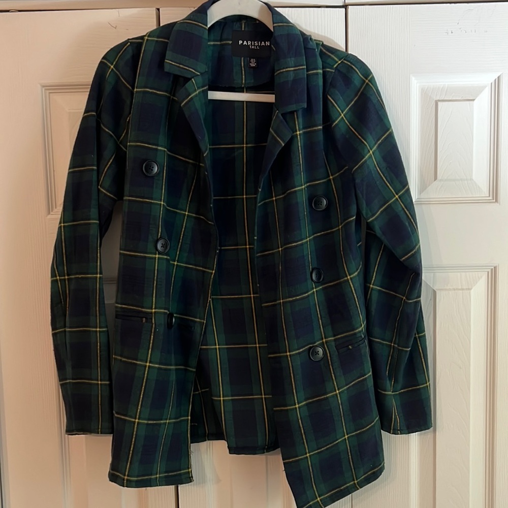 Multi colored plaid blazer